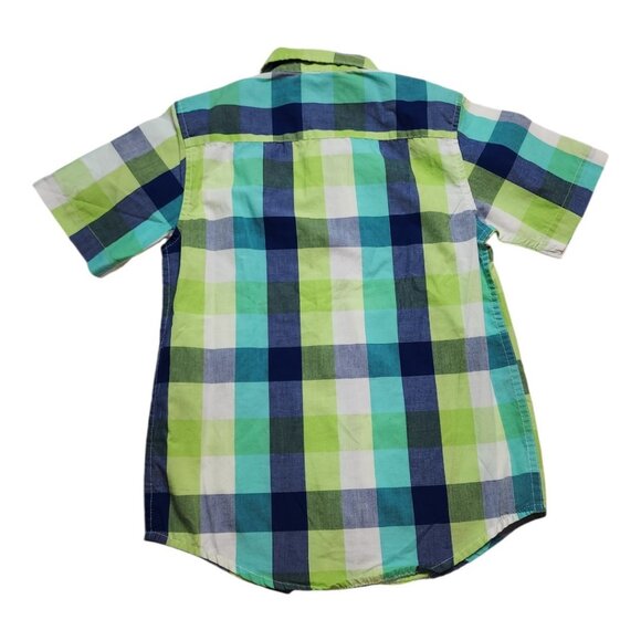 Wrangler Plaid Short Sleeve Button Down Shirt size Small (6-7) Green/Blue - Picture 4 of 6